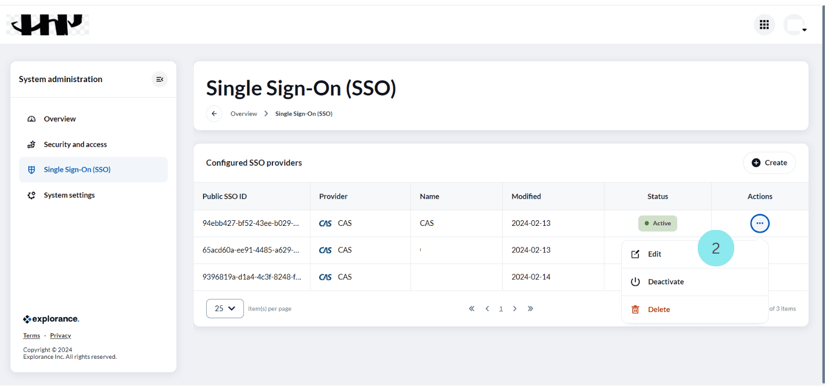 Single sign on provider list