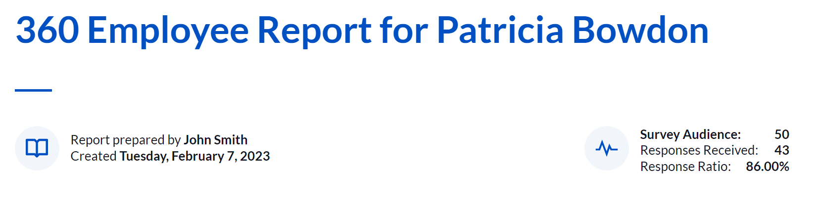 Response rate table - report cover page