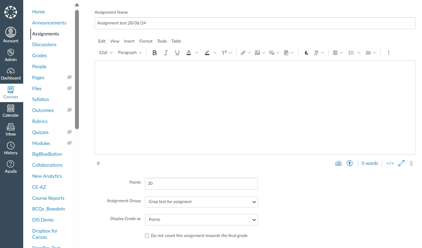 Assign grade points to selection