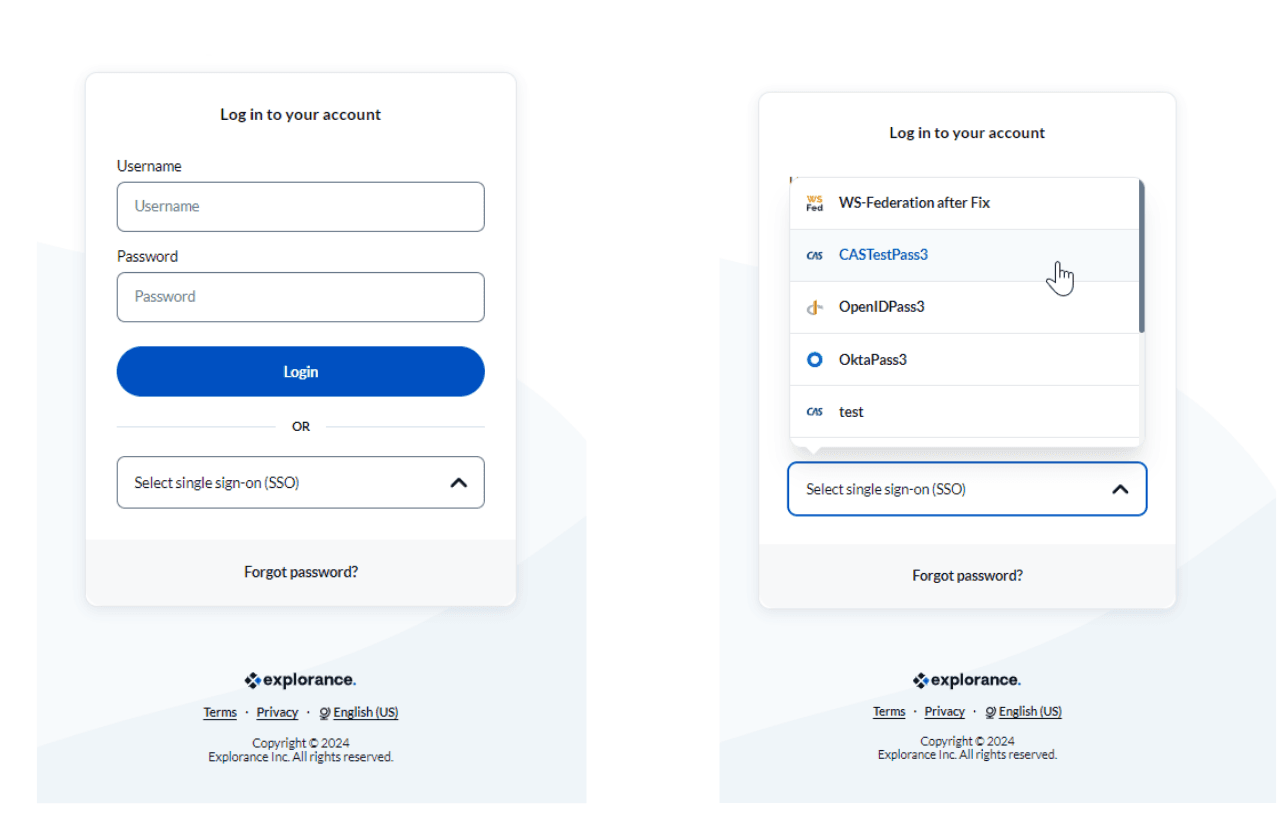 Login page