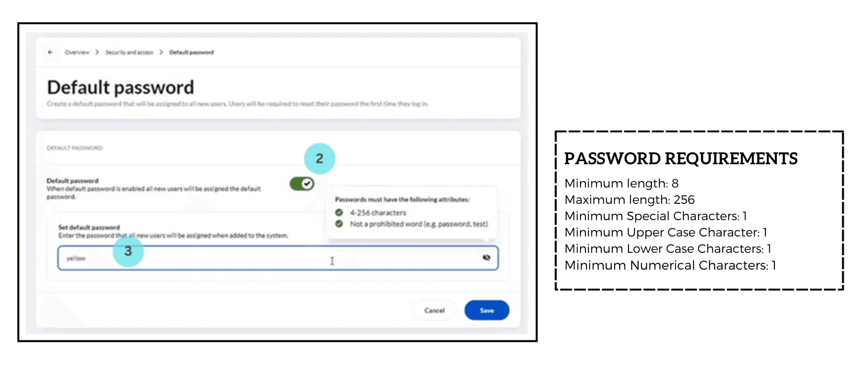 Set a default password for the organization