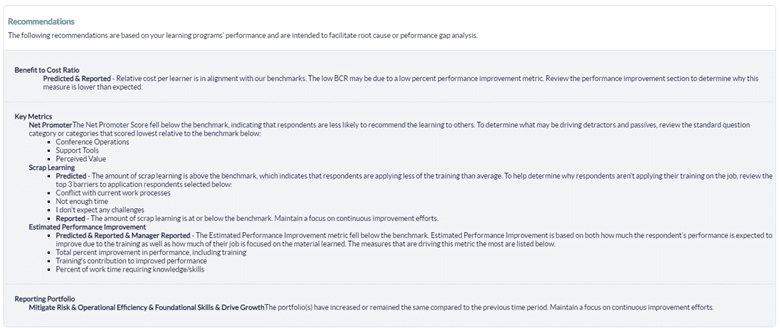 Executive Summary Report Job Aid - Recommendations