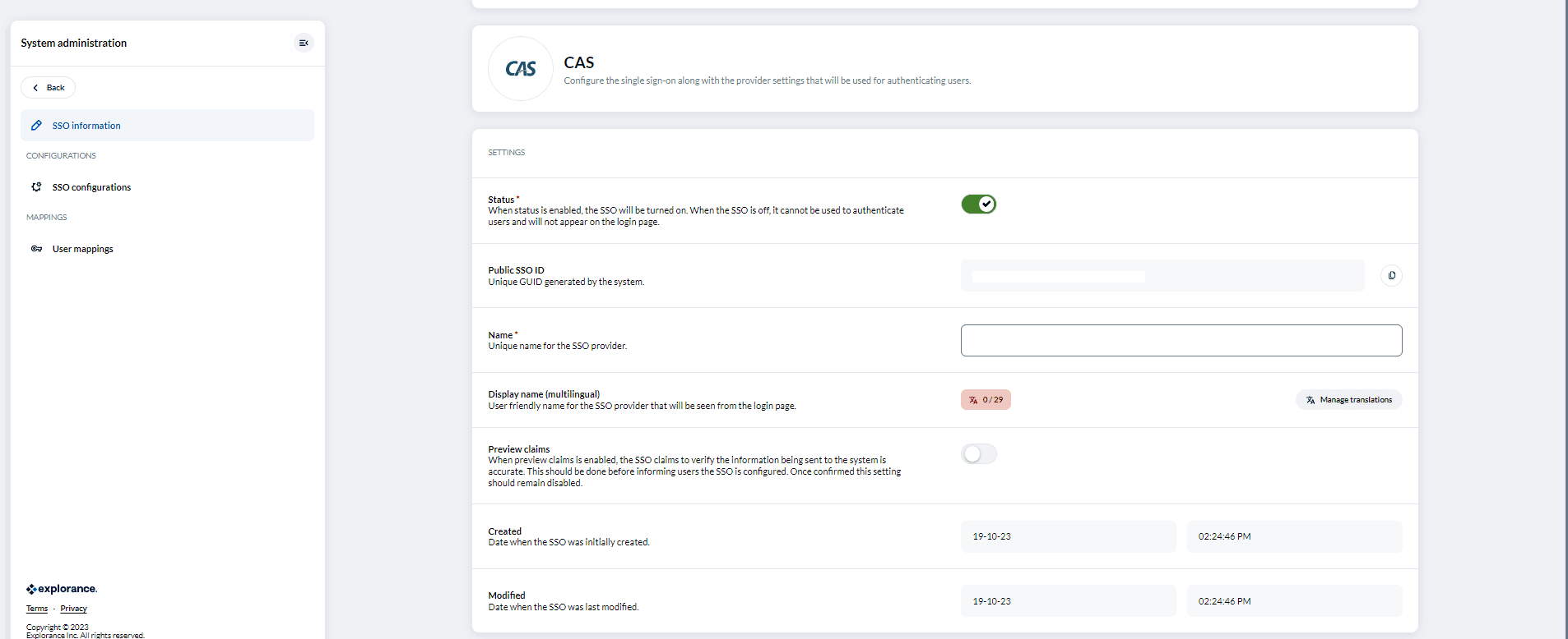 Modify SSO provider