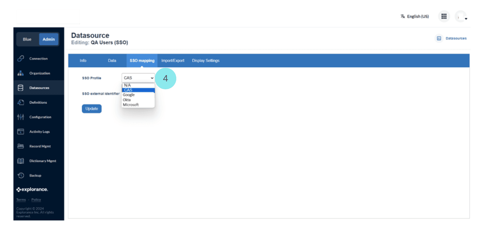 SSO mapping in Blue