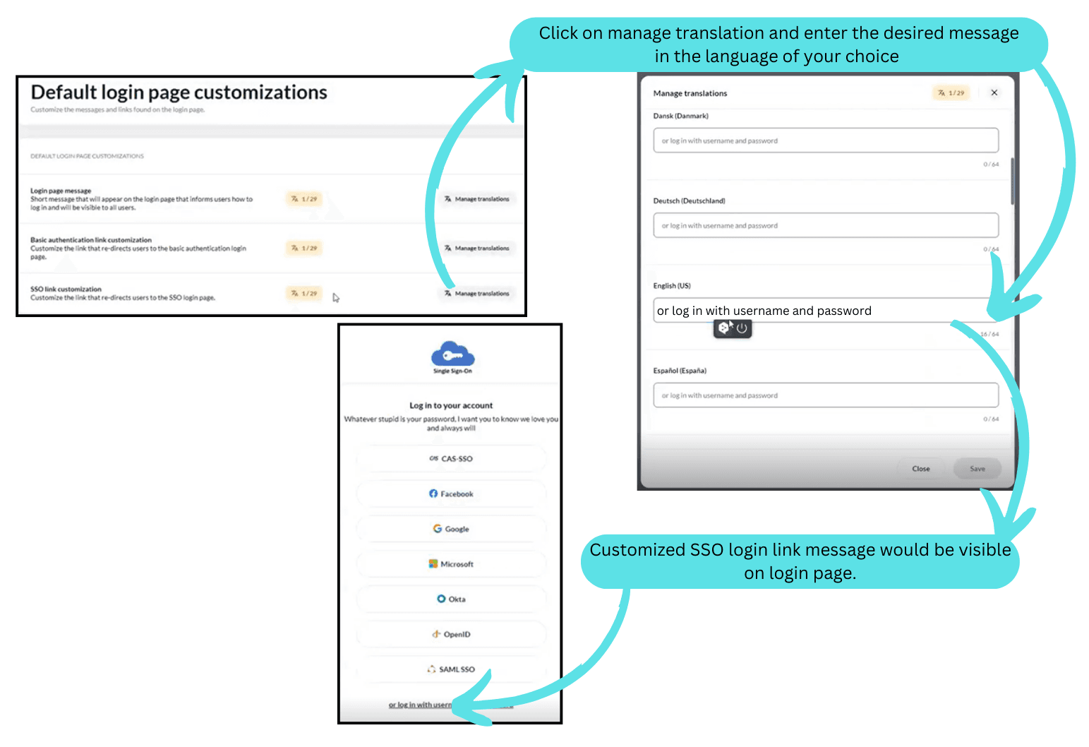 Customize the SSO sign in link message