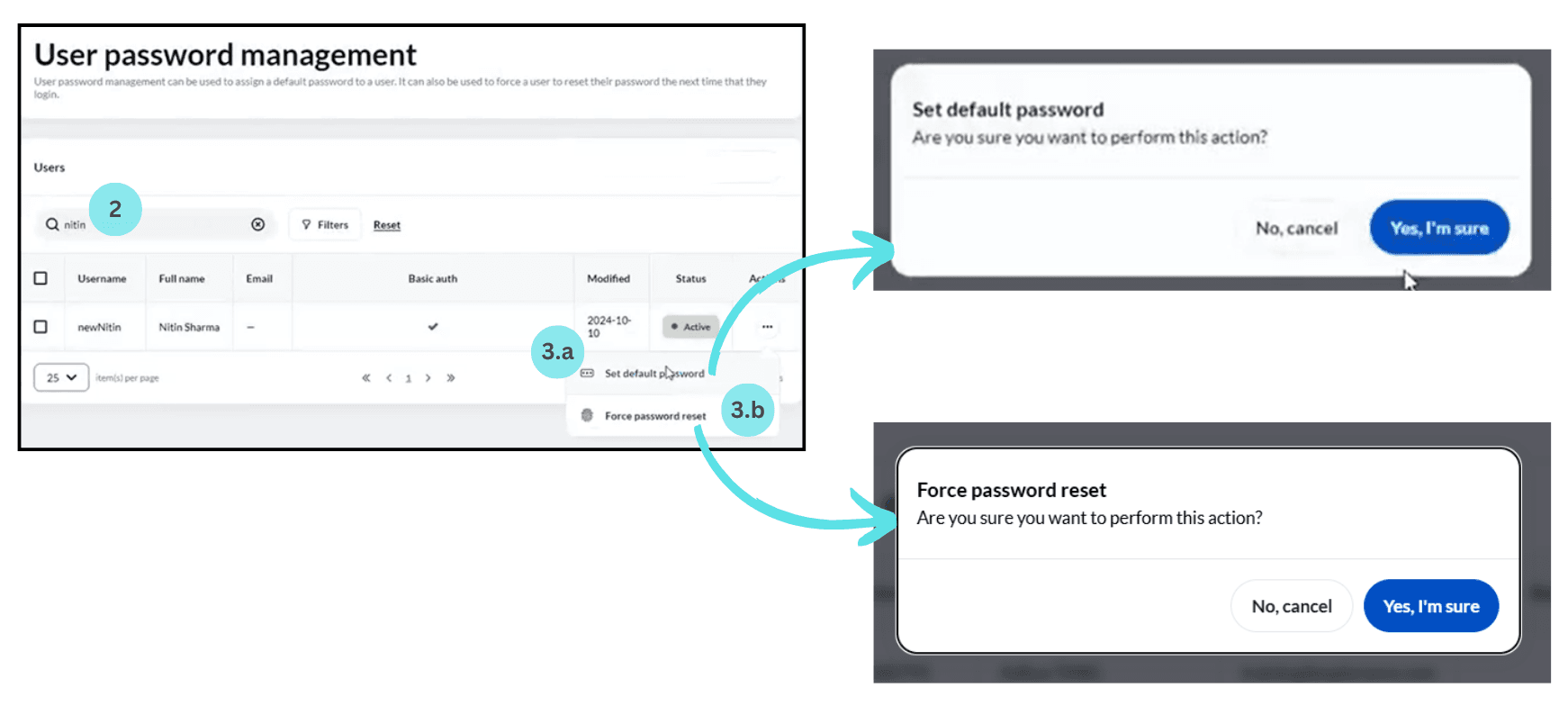 Assign an existing user a default password