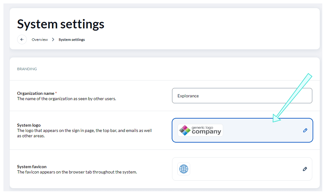 System settings - branding