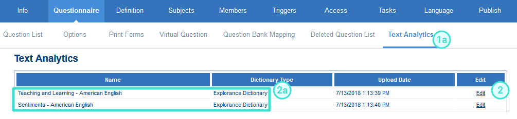 List of Available Dictionaries