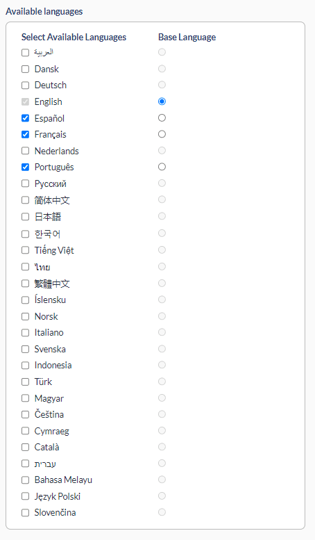 available languages