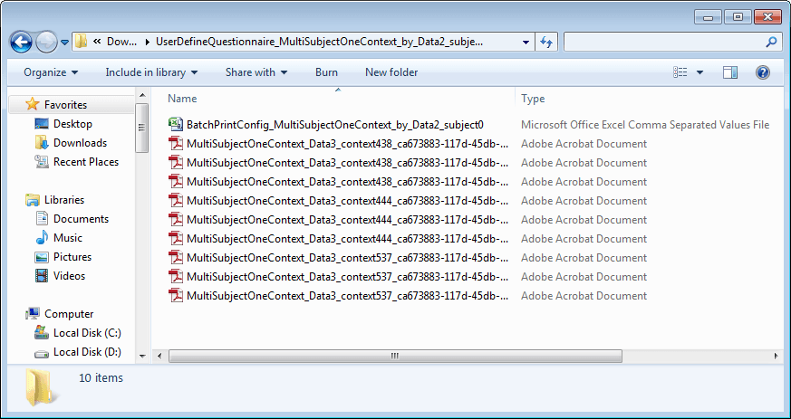 Batch printed PDF and configuration file