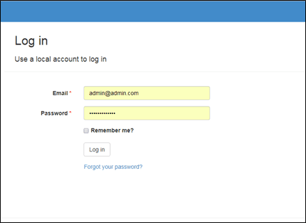 Blue conncetor login page