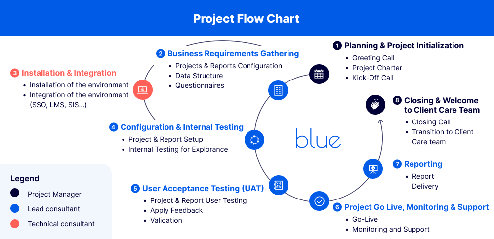 Blue implementation flow chart