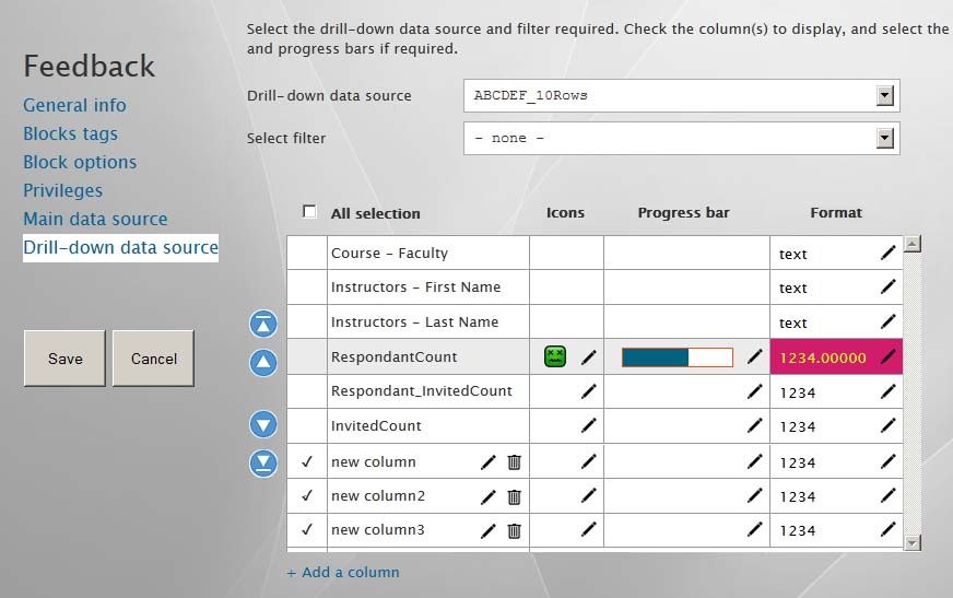 Drill-down datasource