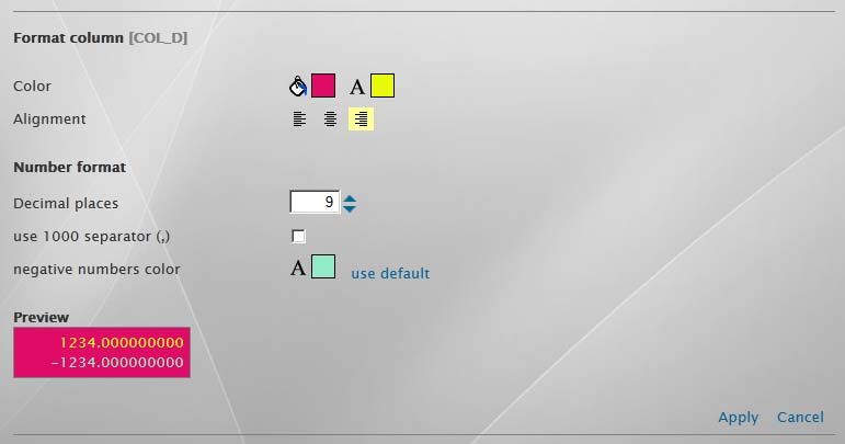 Format options