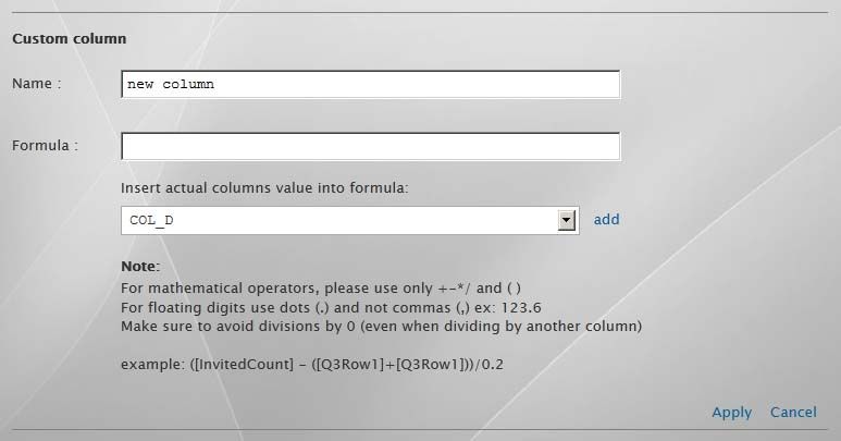 Column options