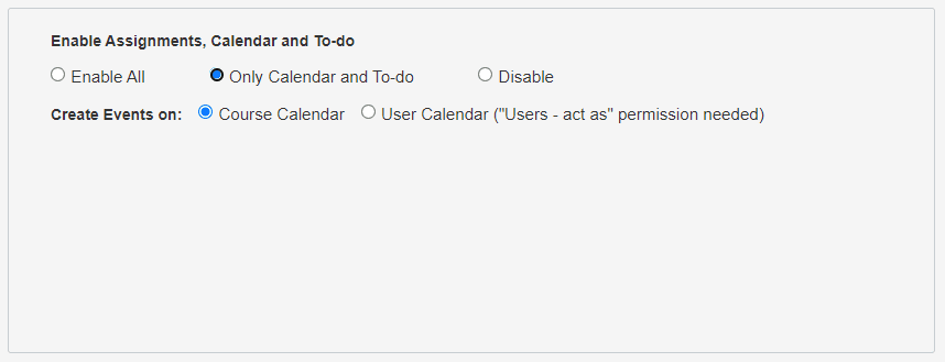 Canvas assignment calendar choice
