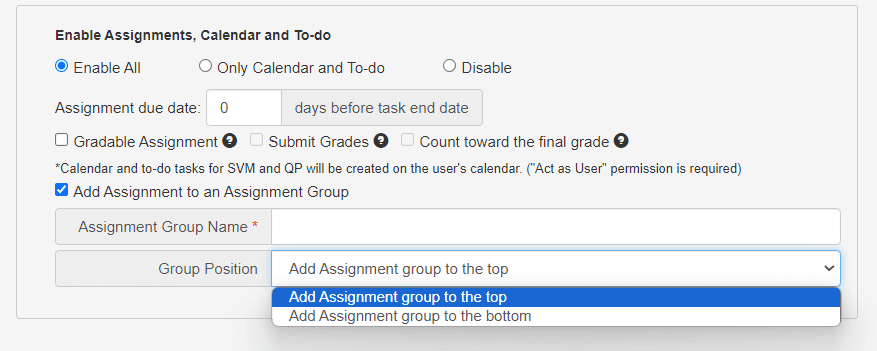 Canvas assignment enable all