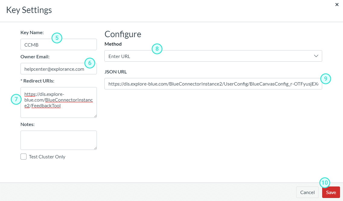 Canvas key settings