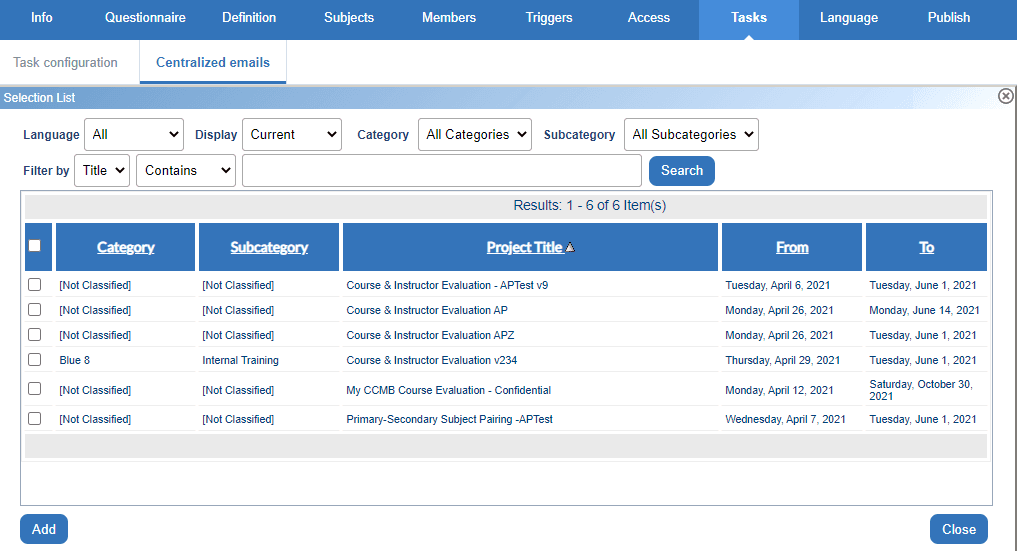 Centralized email list