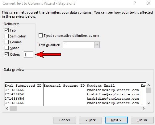 Convert text to columns