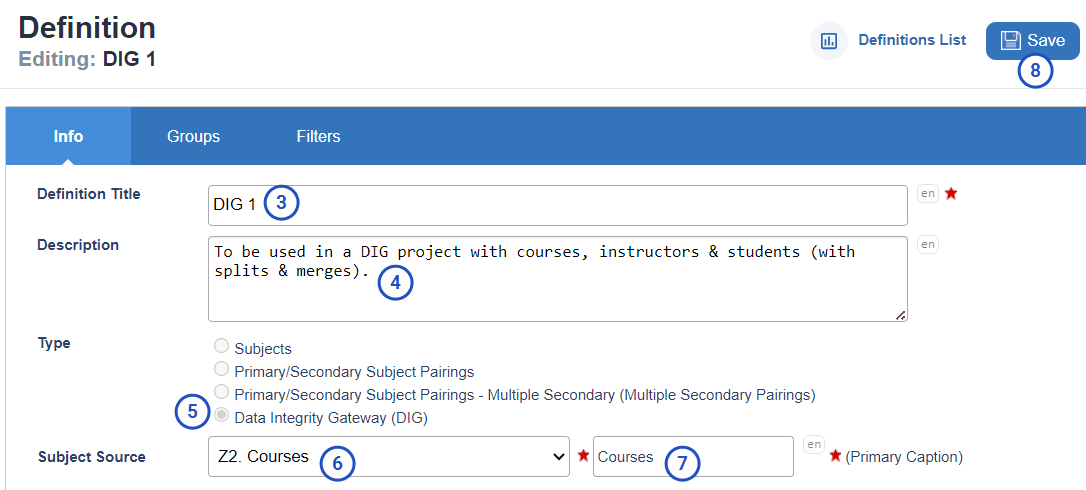 Create DIG definition