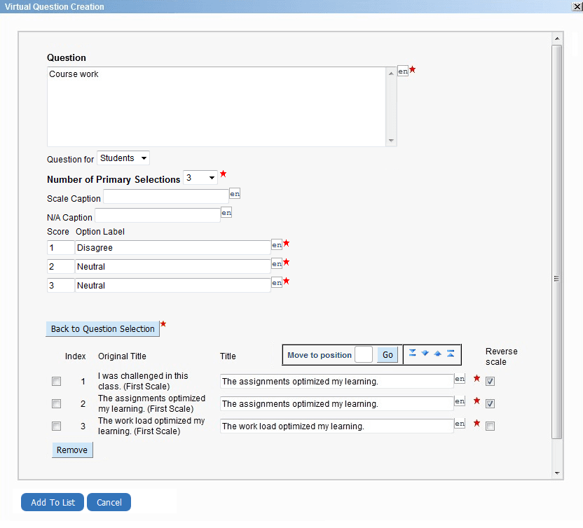Create virtual questions