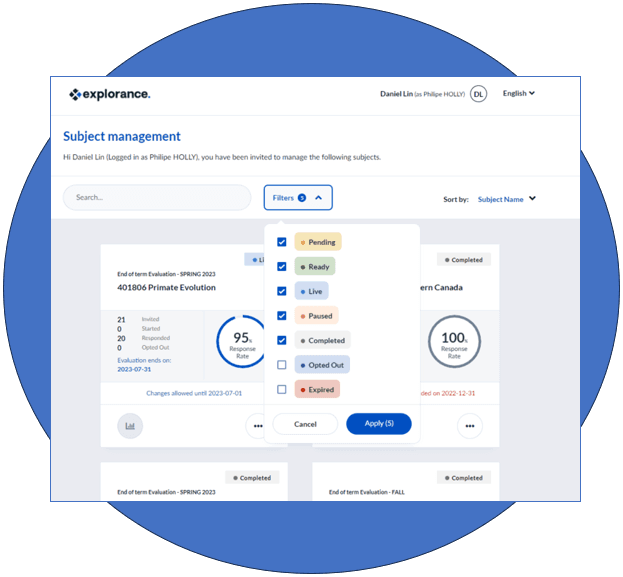 Subject management tile view