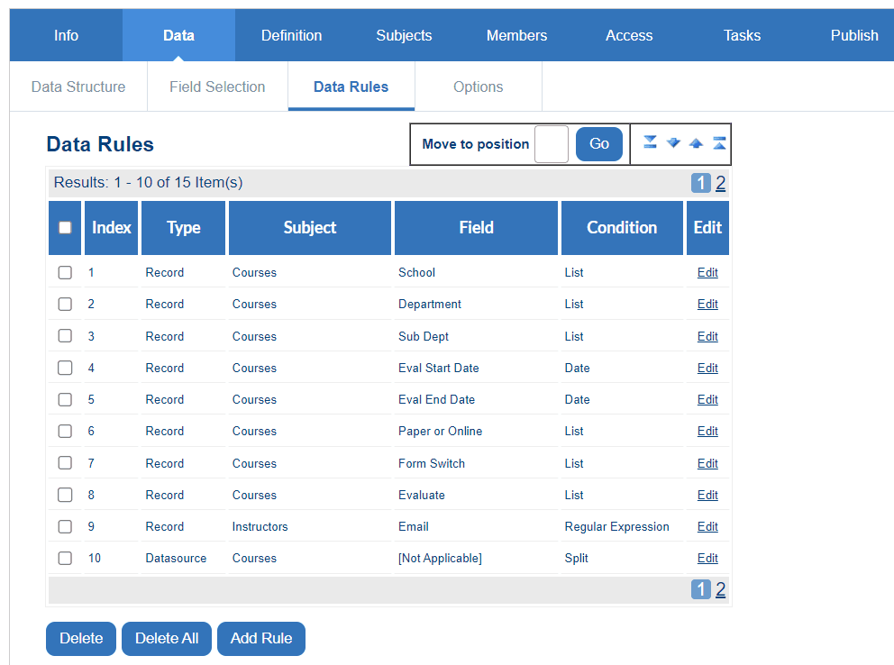 DIG project type 3 data rules
