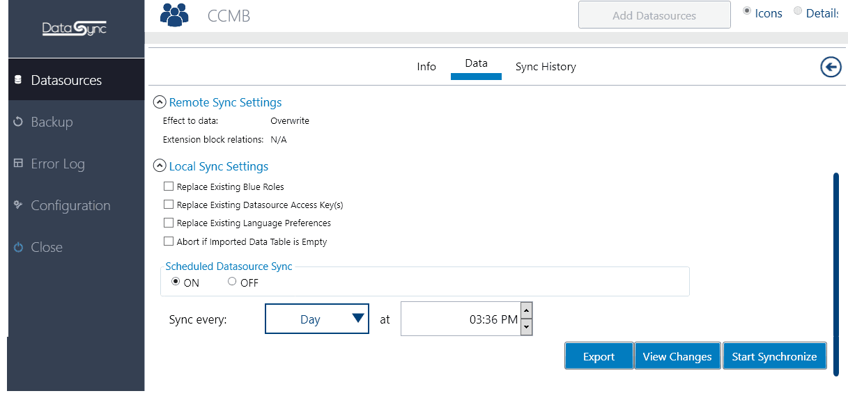 Data sync tool scheduled sync