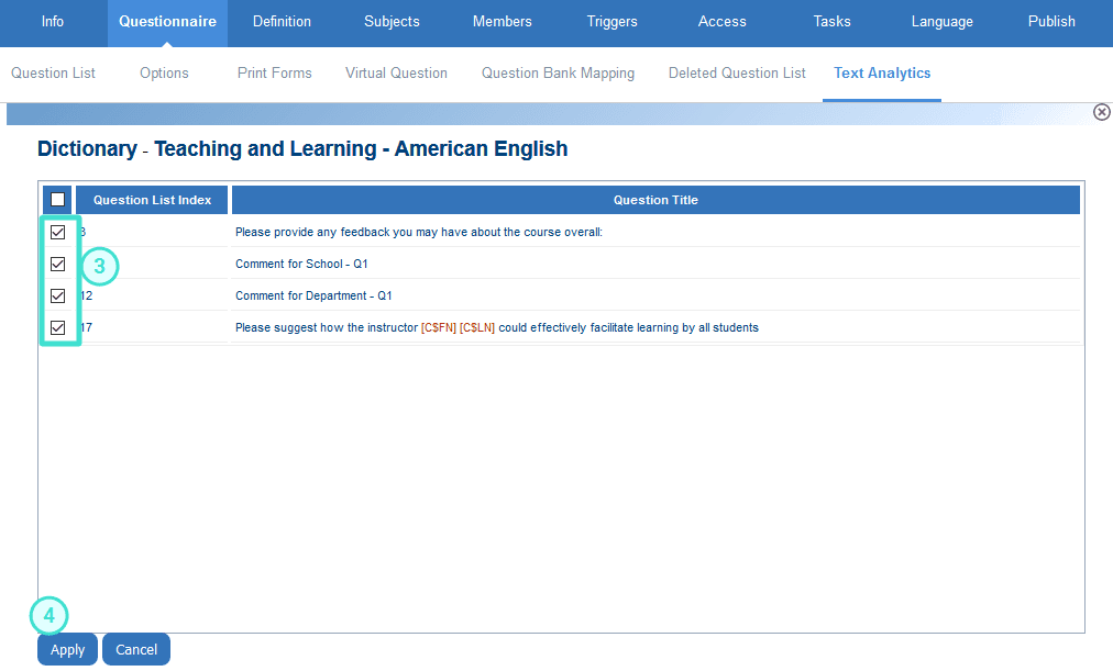 Assign questions to a dictionary