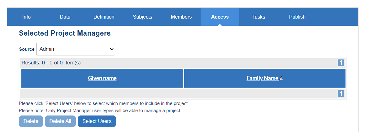 Selected project managers