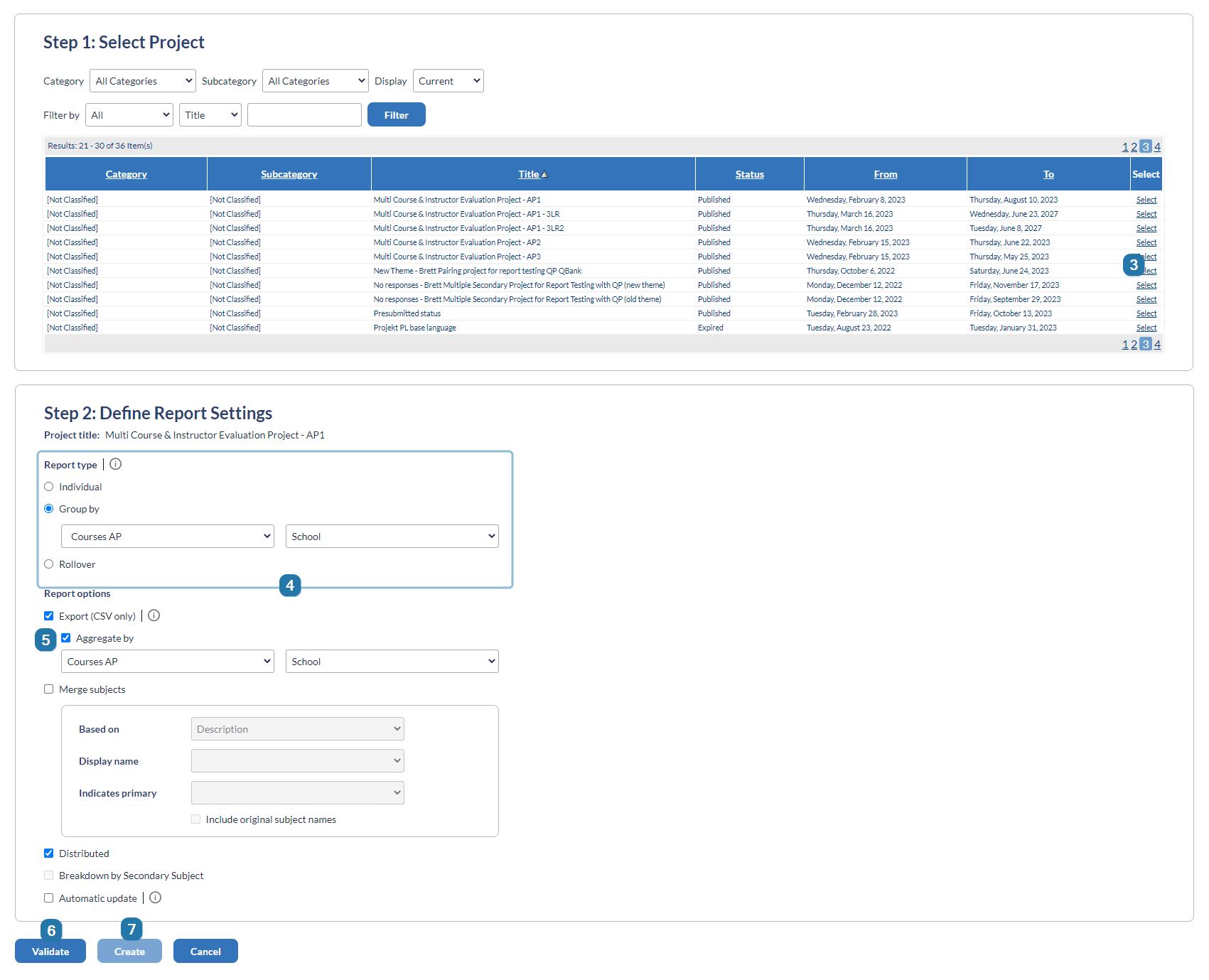 Create an export report