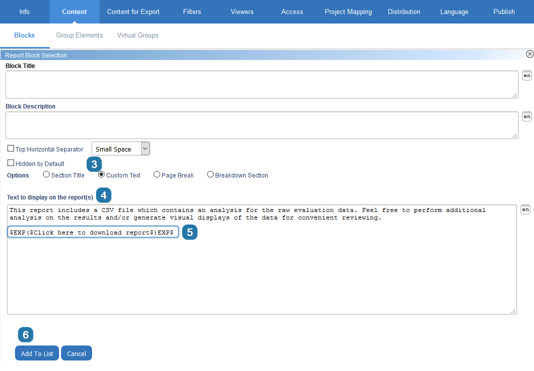 Add a link to the export report