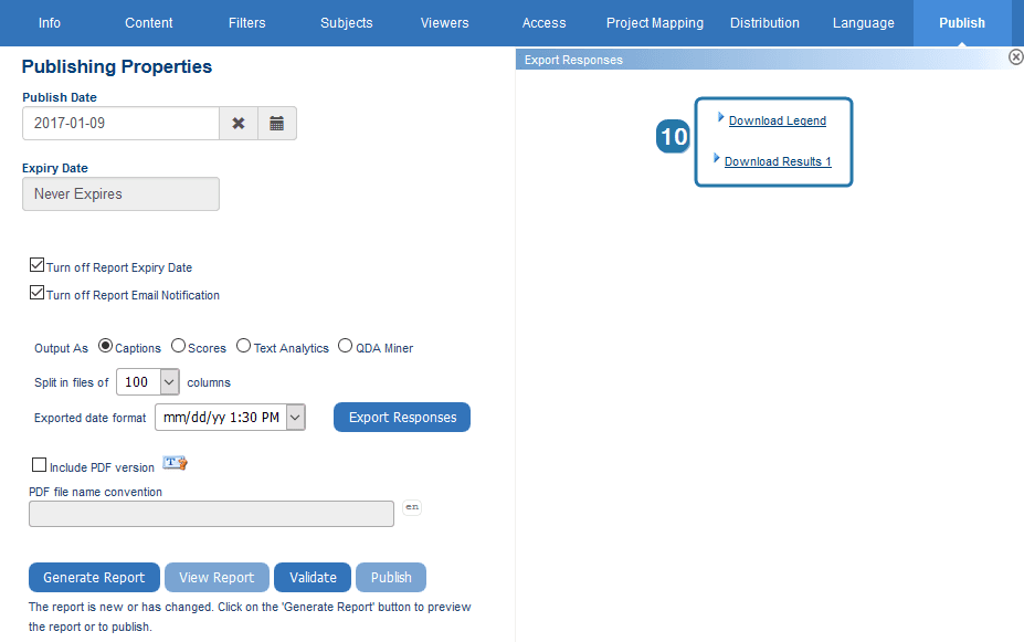 Text Analytics Data for Export