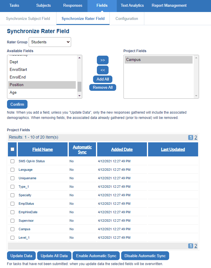field mgmt sync rater field