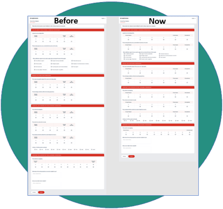 Student fillout experience before and after