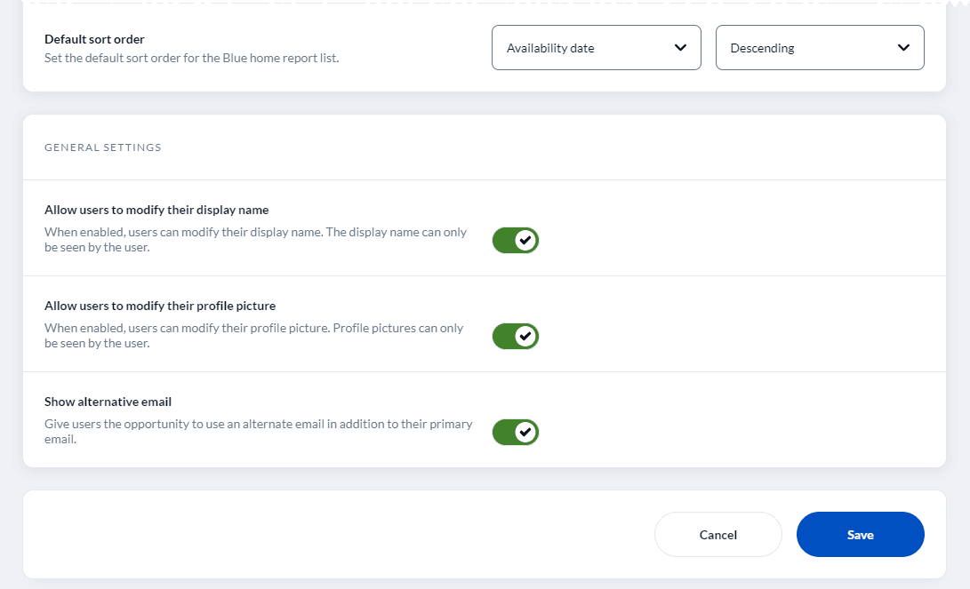 Allow users to modify their profile