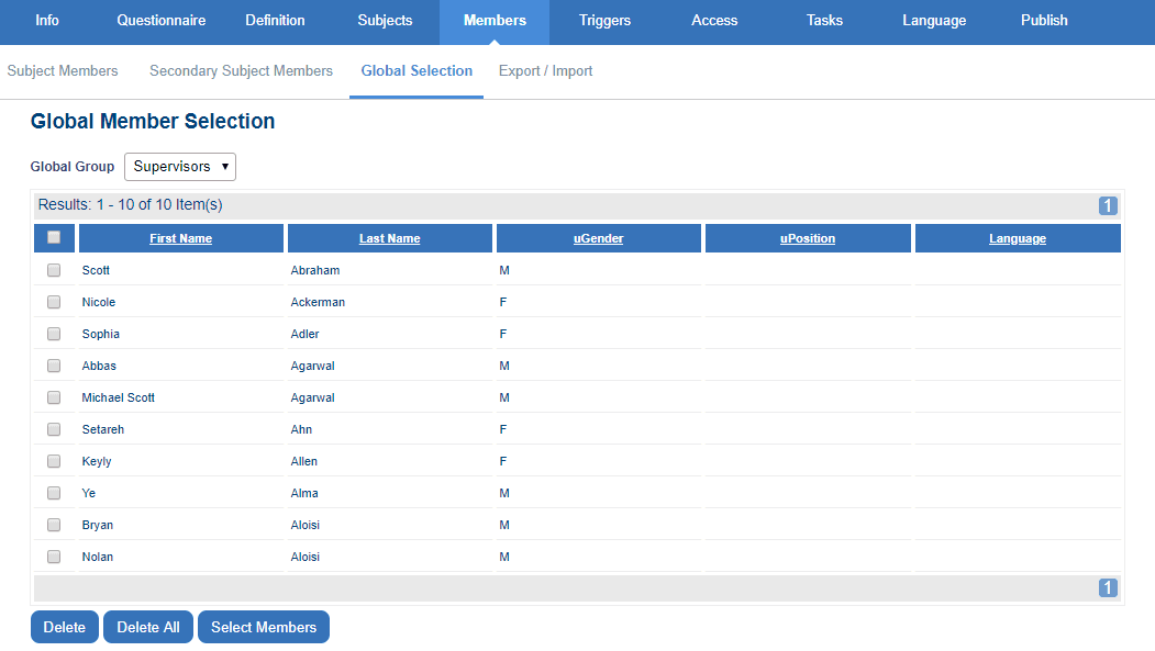 Global Member Selection