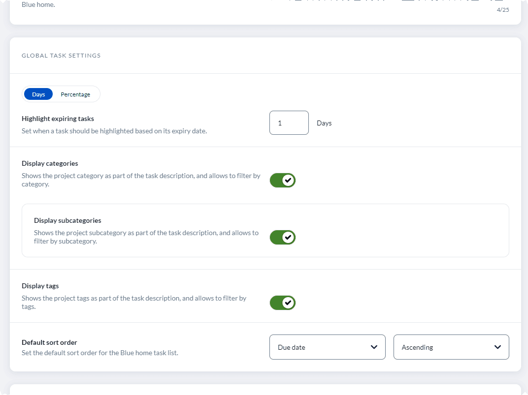 Display categories and tags and sort order