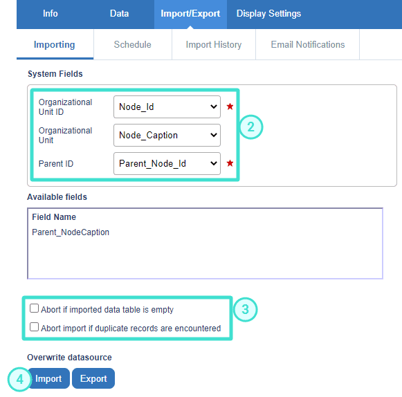 Import a data block