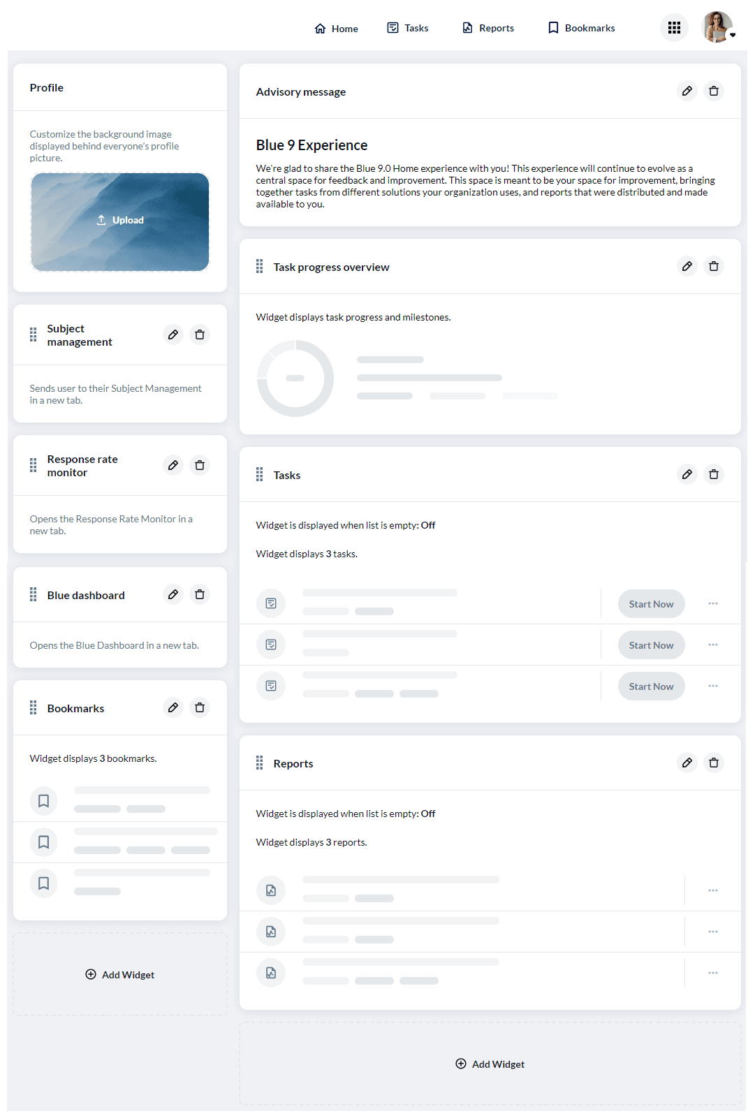 Reports widget