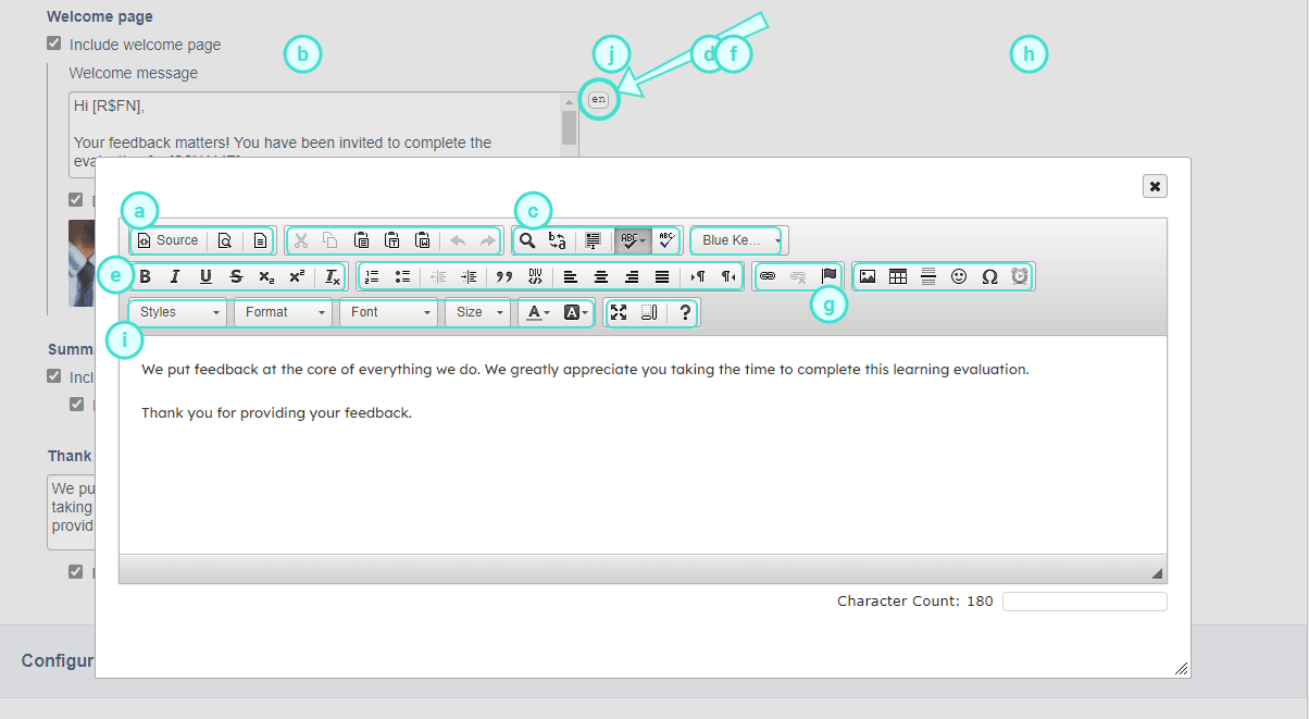 HTML editor in Blue