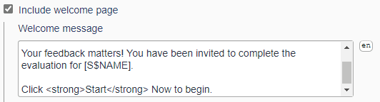 Edit the welcome message in the HTML editor