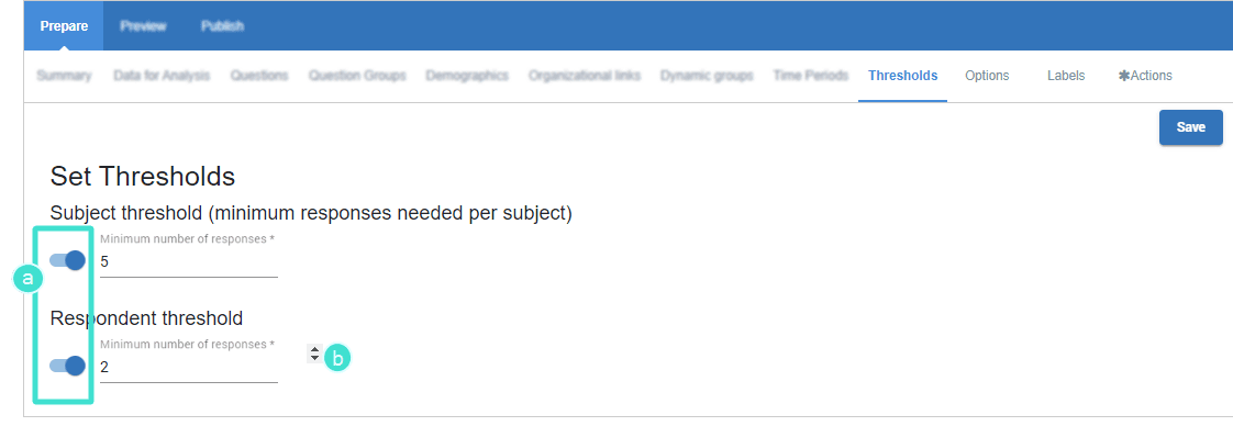 Dashboard thresholds