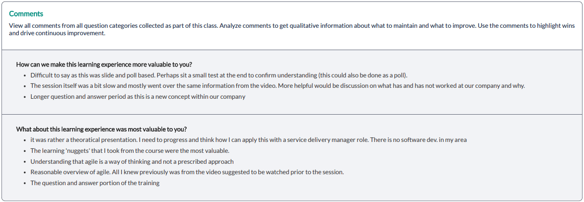 Instructor Summary Report - comments