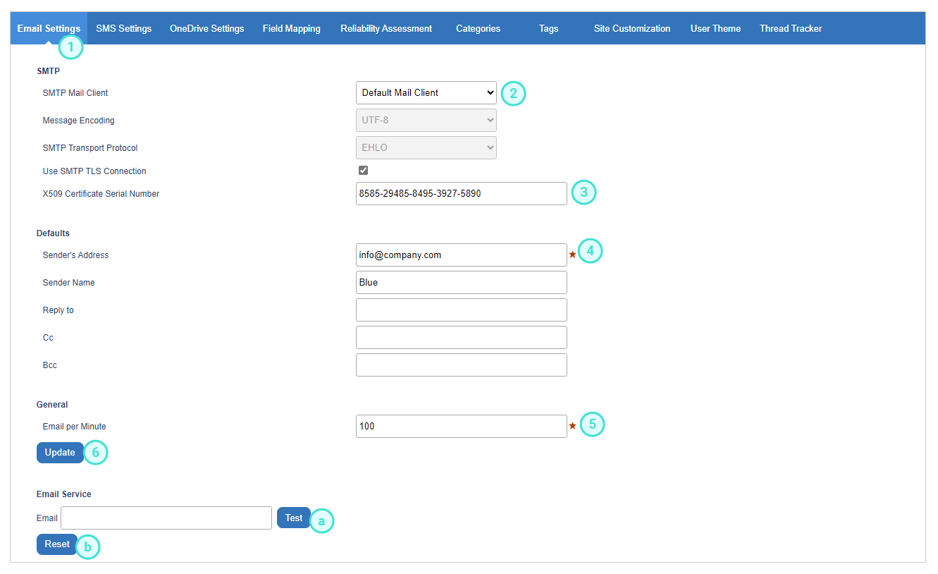Mail settings