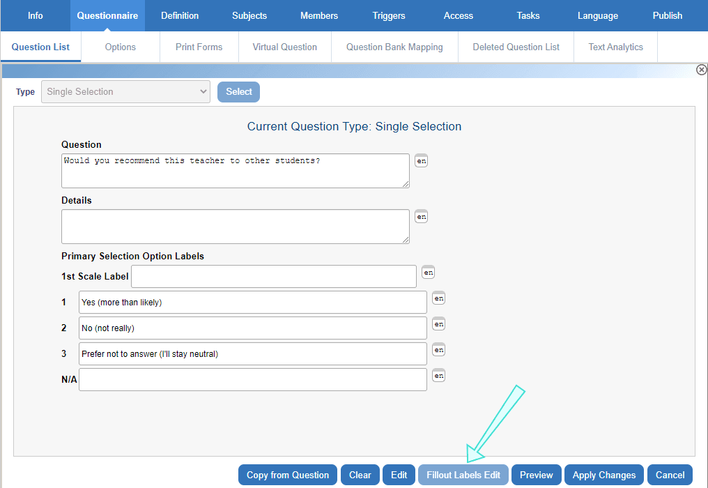 mapping fillout labels