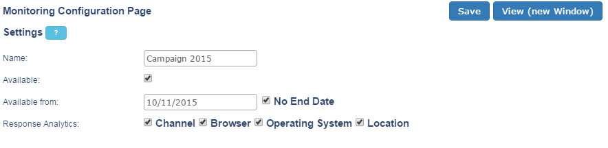 Response rate monitor configuration page