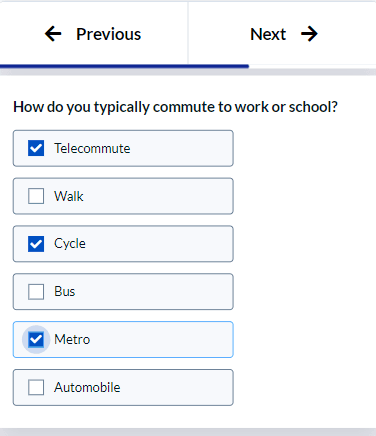 multiple selection question mobile view