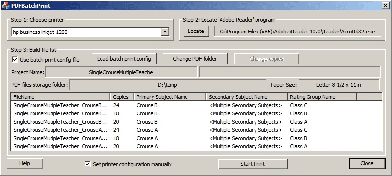 PDF batch print utility